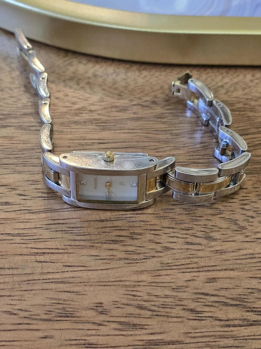 Fossil Gold and Silver Two-Tone Rectangular Bracelet Watch